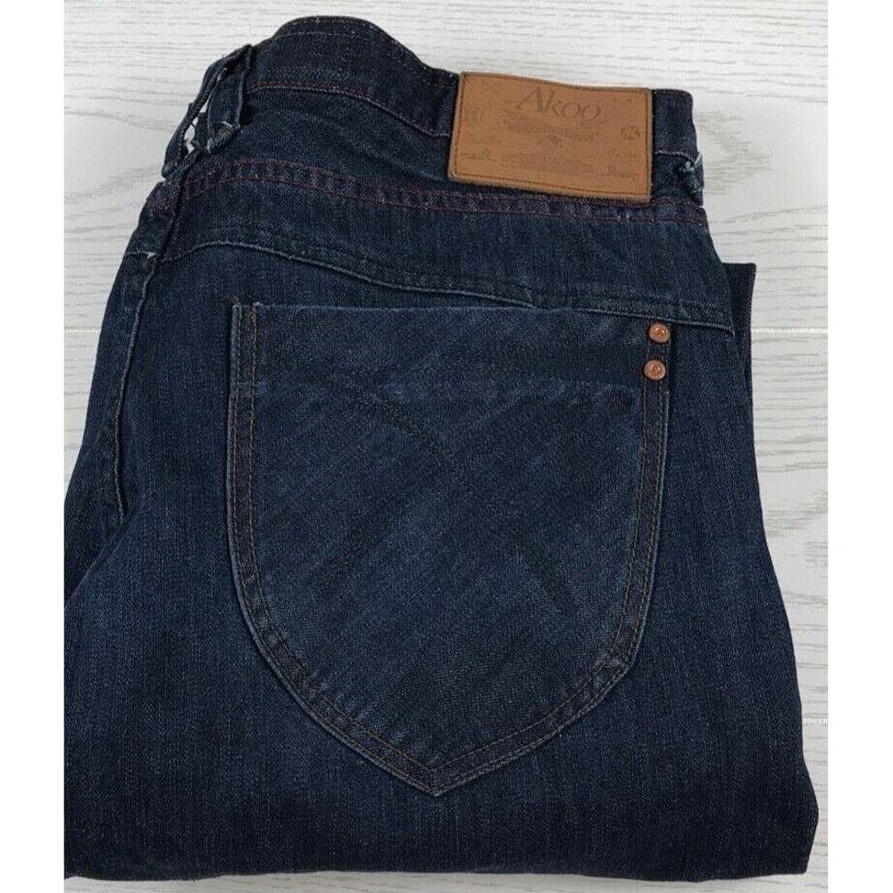 Akoo Hip Hop Jeans Mens 40x32 Dark Blue Relaxed Wide Leg Cotton Straight Leg